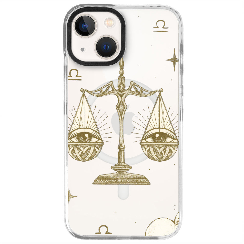 iPhone 14 Terazi Burcu Soft Stars Telefon Kılıfı - Beyaz