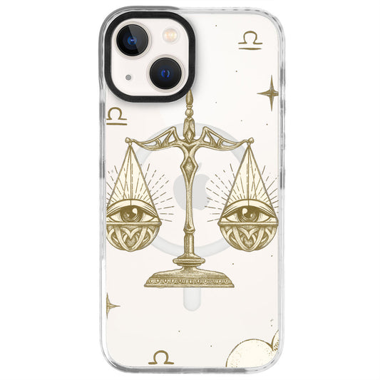 iPhone 14 Terazi Burcu Soft Stars Telefon Kılıfı - Beyaz