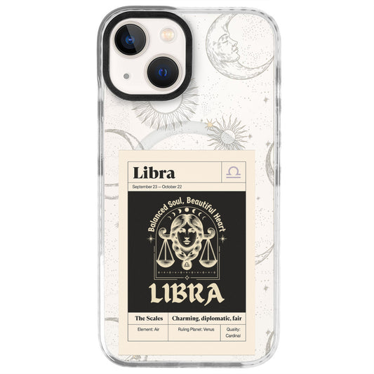 iPhone 14 Terazi Burcu Sticker Mode Telefon Kılıfı - Beyaz
