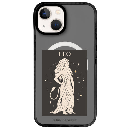 iPhone 14 Aslan Burcu History of Zodiac Telefon Kılıfı - Cool Black