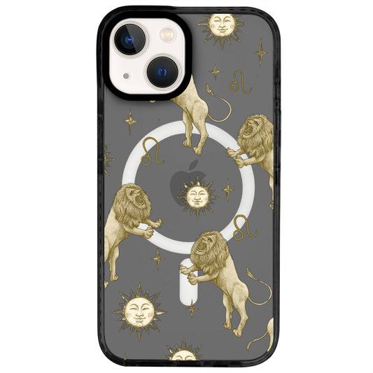 iPhone 14 Aslan Burcu Soft Stars Telefon Kılıfı - Cool Black