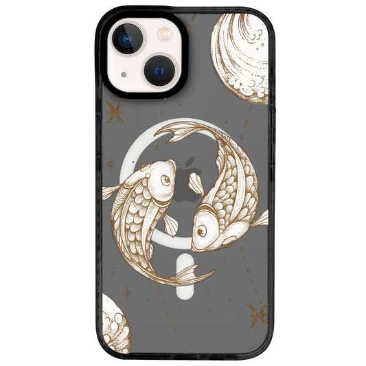 iPhone 14 Balık Burcu Soft Stars Telefon Kılıfı - Cool Black