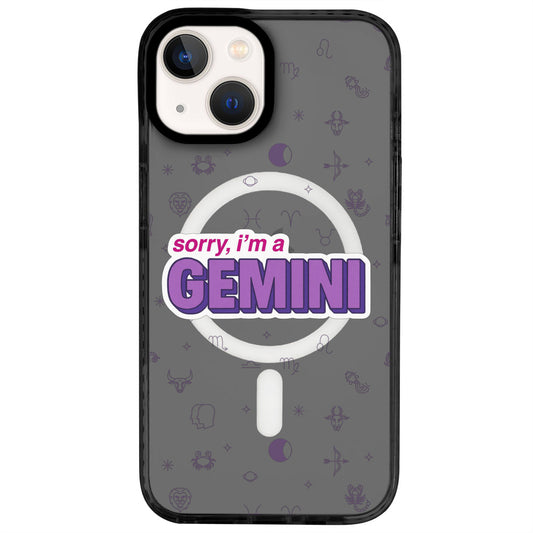 iPhone 14 İkizler Burcu Sorry Zodiac Telefon Kılıfı - Cool Black
