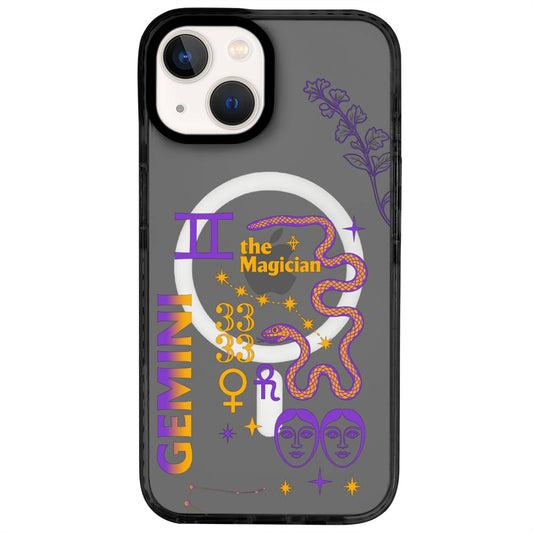iPhone 14 İkizler Burcu The Emperor Telefon Kılıfı - Cool Black