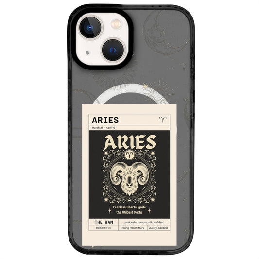 iPhone 14 Koç Burcu Sticker Mode Telefon Kılıfı - Cool Black