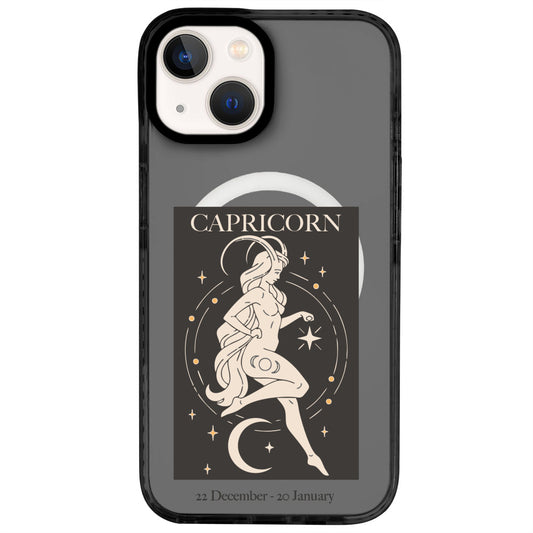 iPhone 14 Oğlak Burcu History of Zodiac Telefon Kılıfı - Cool Black