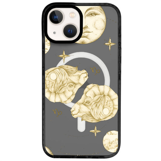 iPhone 14 Oğlak Burcu Soft Stars Telefon Kılıfı - Cool Black