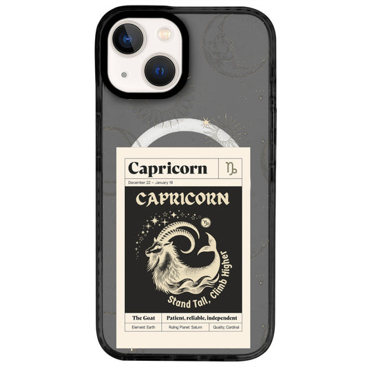iPhone 14 Oğlak Burcu Sticker Mode Telefon Kılıfı - Cool Black