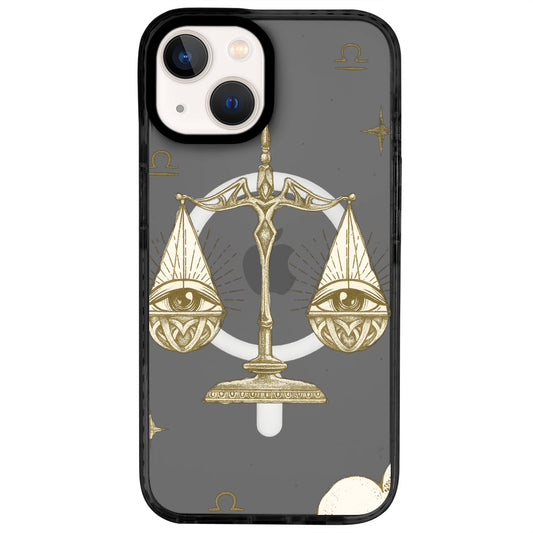 iPhone 14 Terazi Burcu Soft Stars Telefon Kılıfı - Cool Black