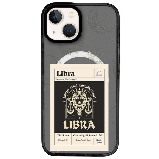 iPhone 14 Terazi Burcu Sticker Mode Telefon Kılıfı - Cool Black