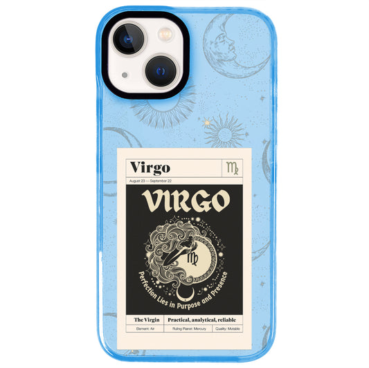iPhone 14 Plus Başak Burcu Sticker Mode Telefon Kılıfı - Azure