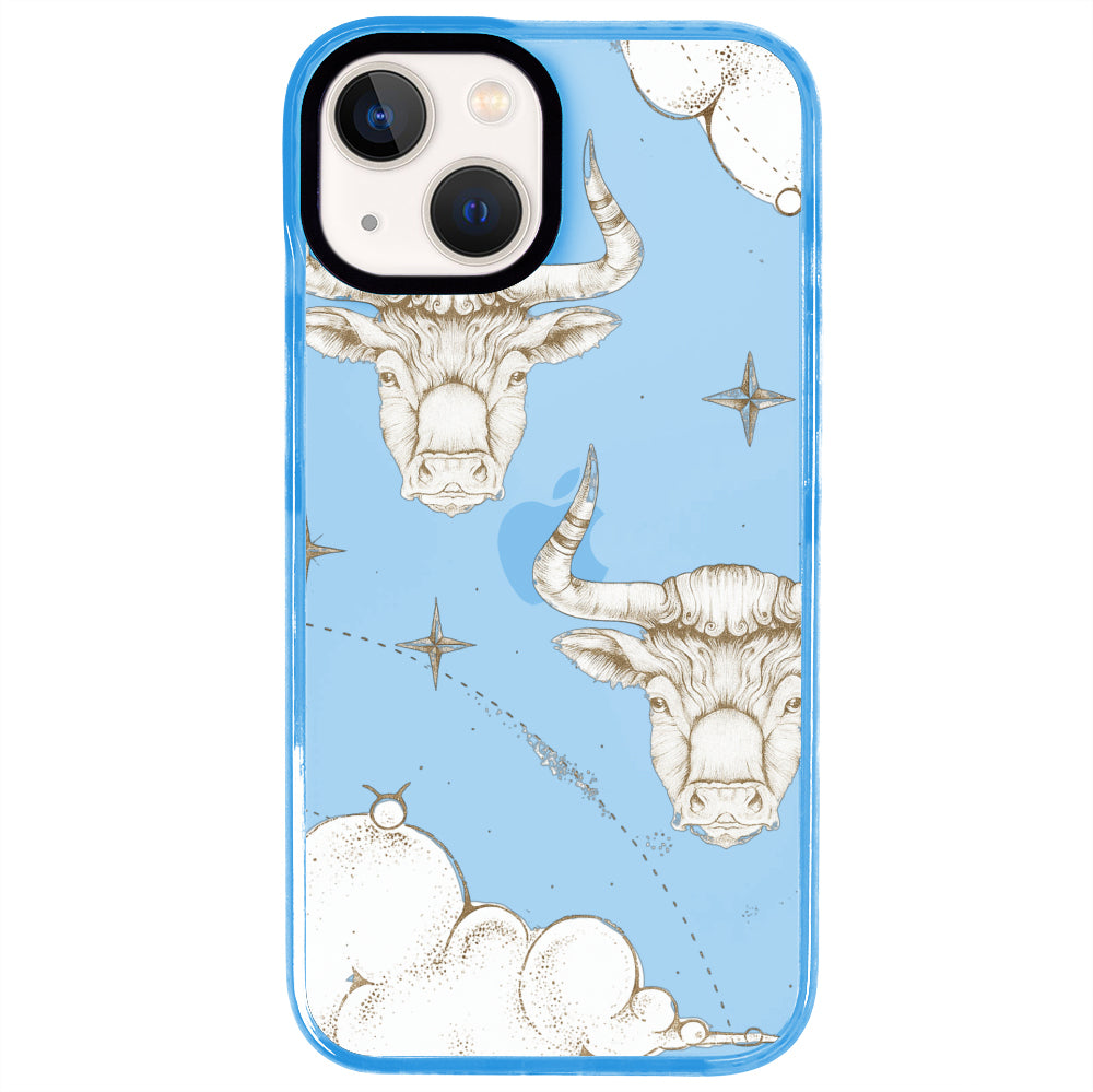 iPhone 14 Plus Boğa Burcu Soft Stars Telefon Kılıfı - Azure