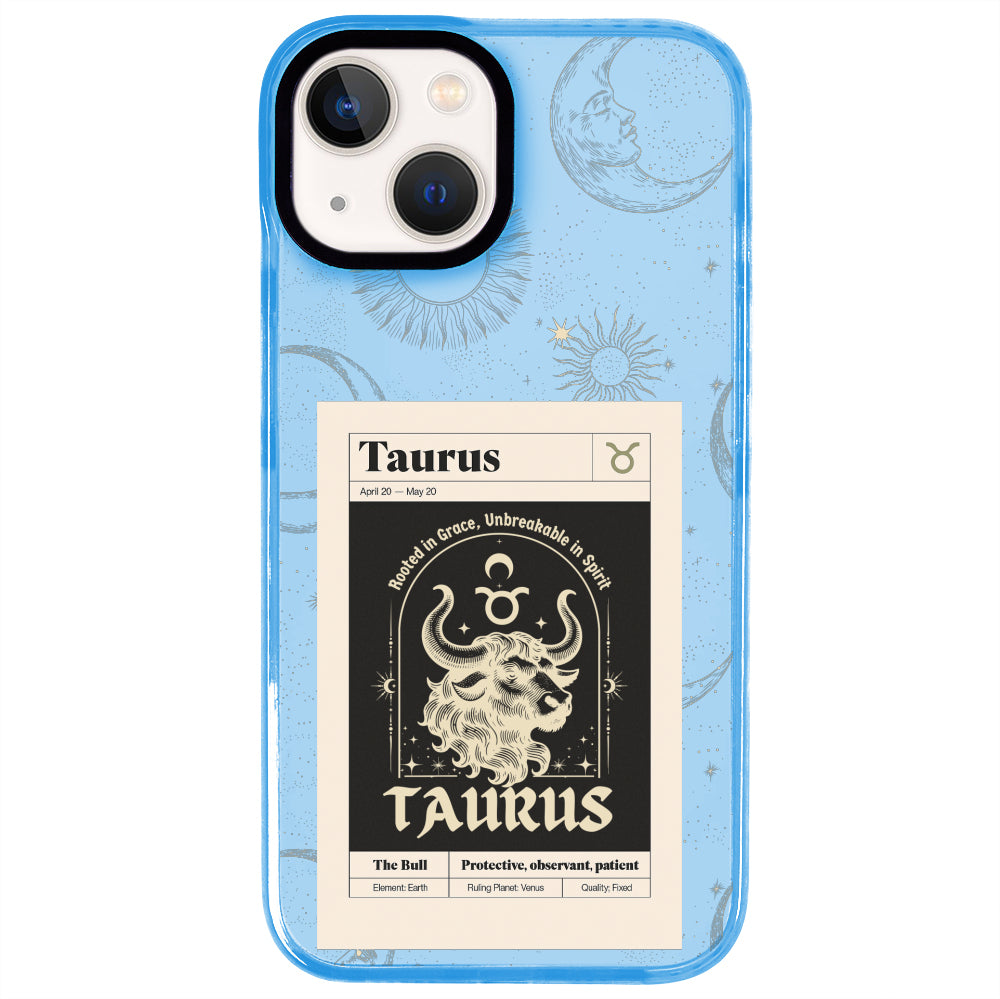 iPhone 14 Plus Boğa Burcu Sticker Mode Telefon Kılıfı - Azure