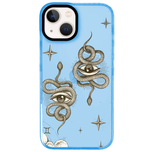 iPhone 14 Plus İkizler Burcu Soft Stars Telefon Kılıfı - Azure