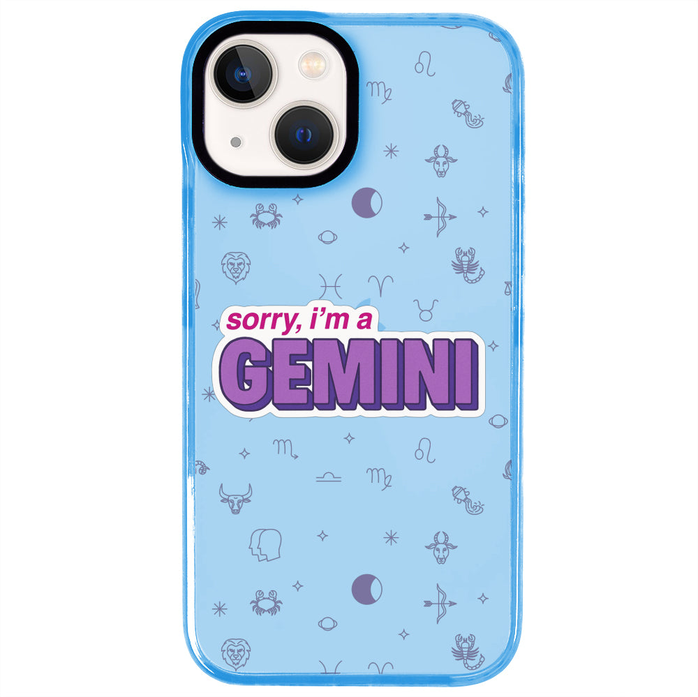 iPhone 14 Plus İkizler Burcu Sorry Zodiac Telefon Kılıfı - Azure
