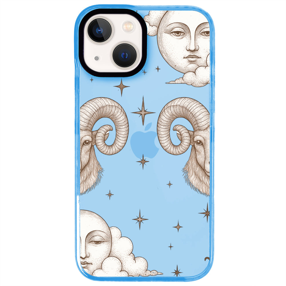 iPhone 14 Plus Koç Burcu Soft Stars Telefon Kılıfı - Azure