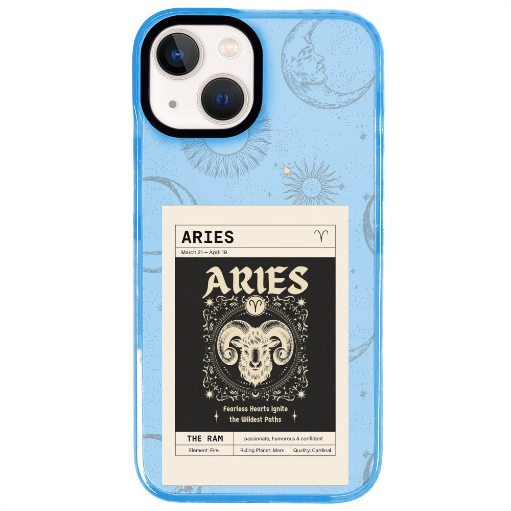 iPhone 14 Plus Koç Burcu Sticker Mode Telefon Kılıfı - Azure