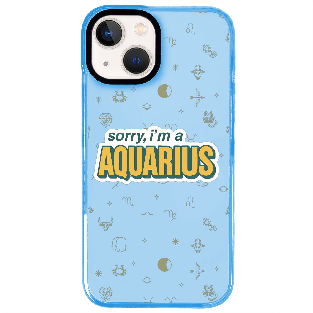 iPhone 14 Plus Kova Burcu Sorry Zodiac Telefon Kılıfı - Azure