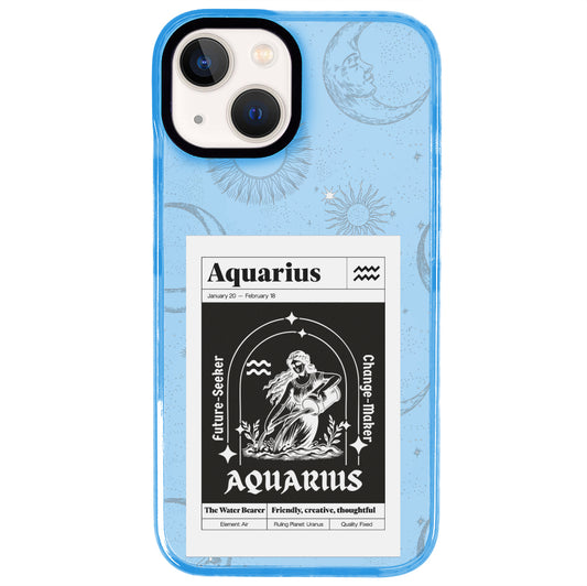 iPhone 14 Plus Kova Burcu Sticker Mode Telefon Kılıfı - Azure