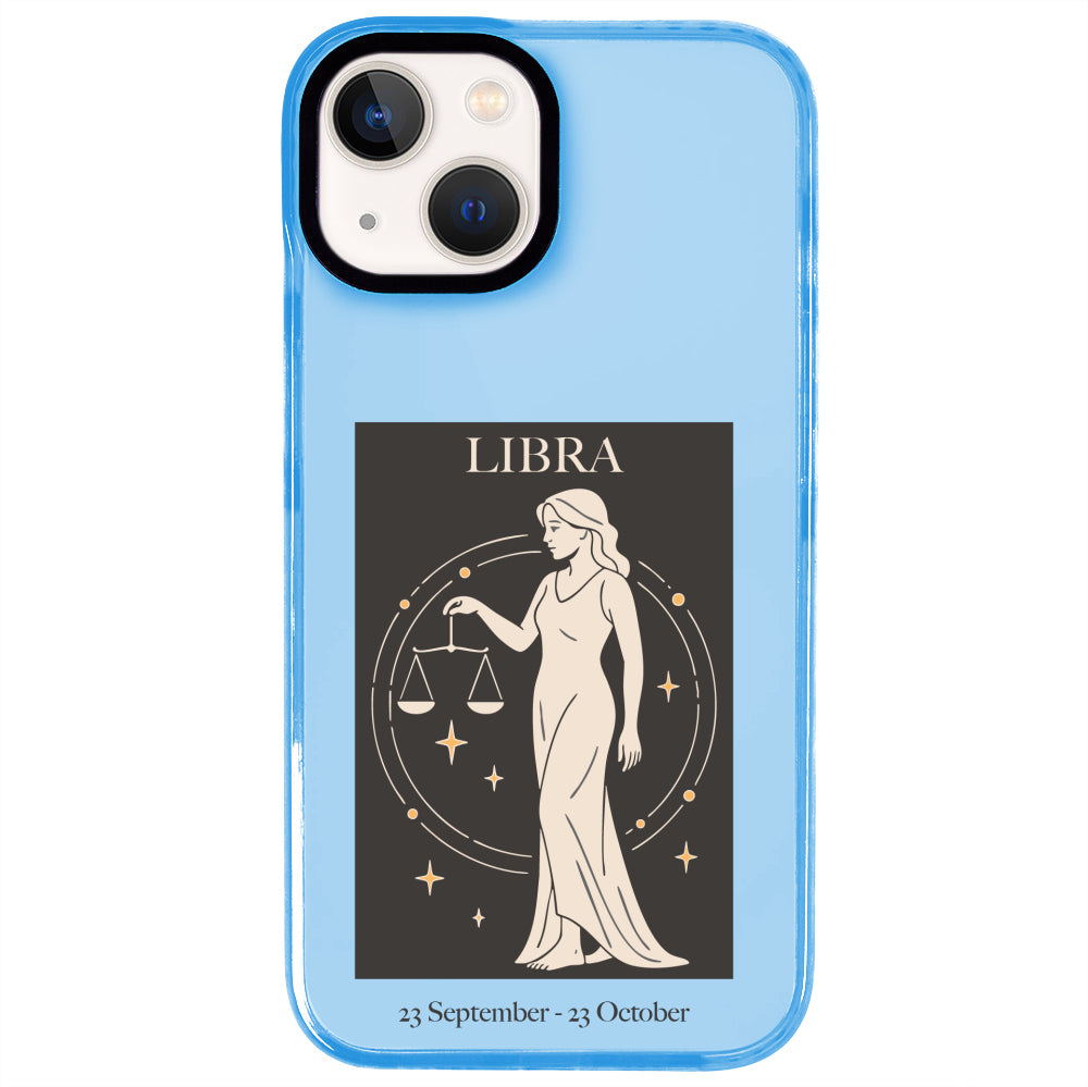 iPhone 14 Plus Terazi Burcu History of Zodiac Telefon Kılıfı - Azure