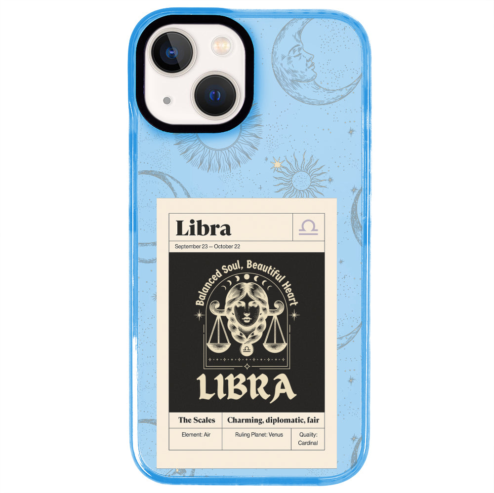 iPhone 14 Plus Terazi Burcu Sticker Mode Telefon Kılıfı - Azure