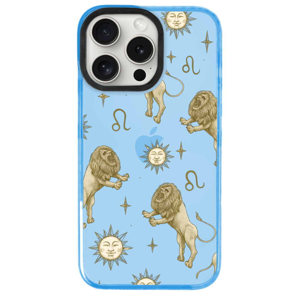 iPhone 14 Pro Aslan Burcu Soft Stars Telefon Kılıfı - Azure