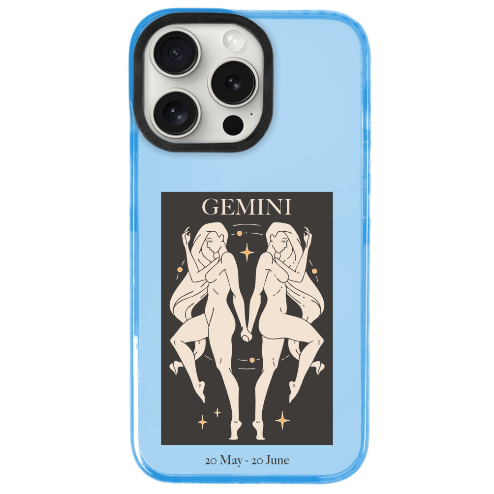 iPhone 14 Pro İkizler Burcu History of Zodiac Telefon Kılıfı - Azure