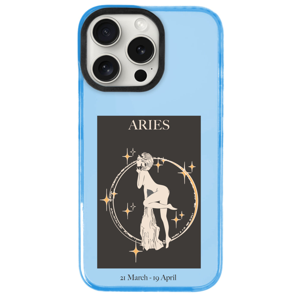 iPhone 14 Pro Koç Burcu History of Zodiac Telefon Kılıfı - Azure