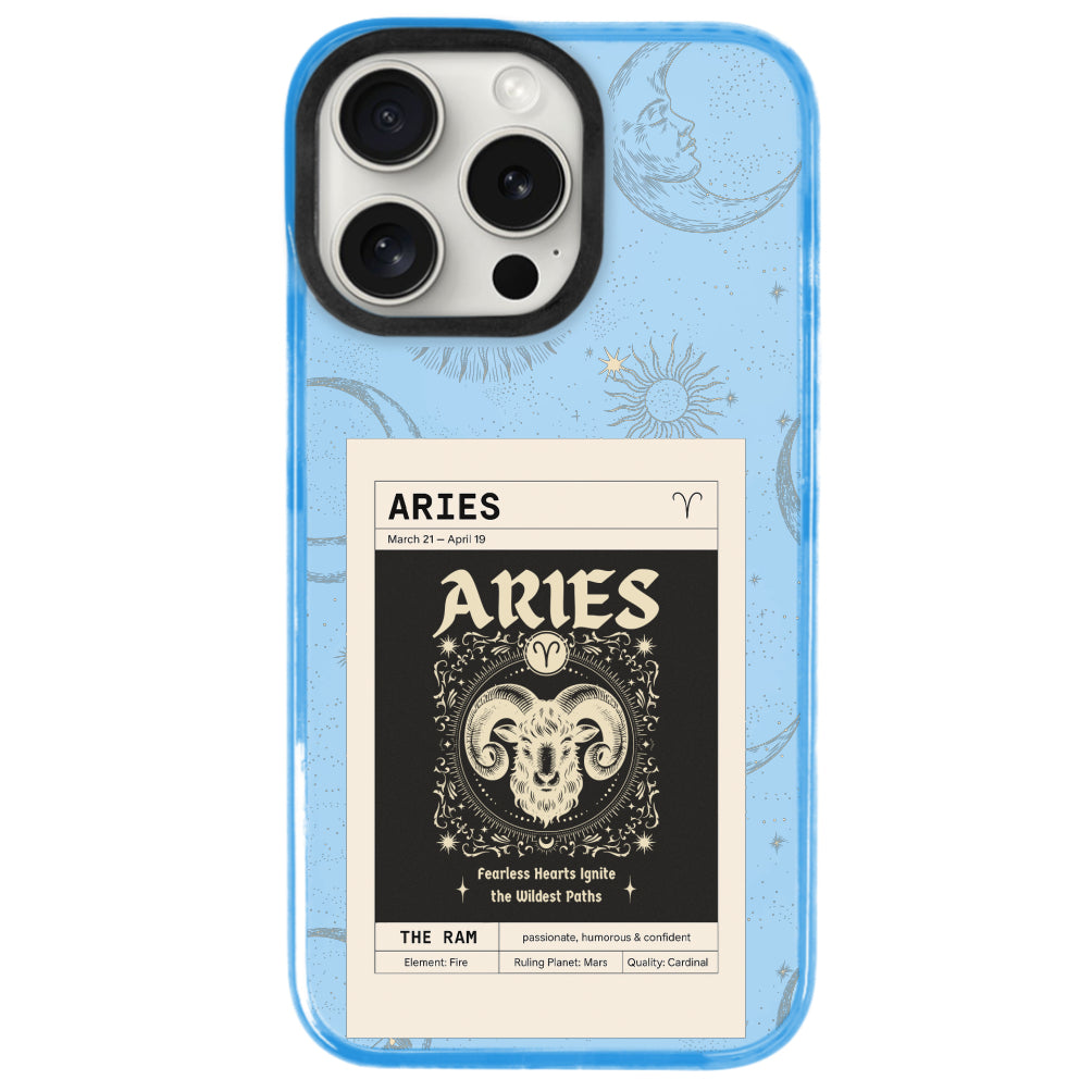 iPhone 14 Pro Koç Burcu Sticker Mode Telefon Kılıfı - Azure