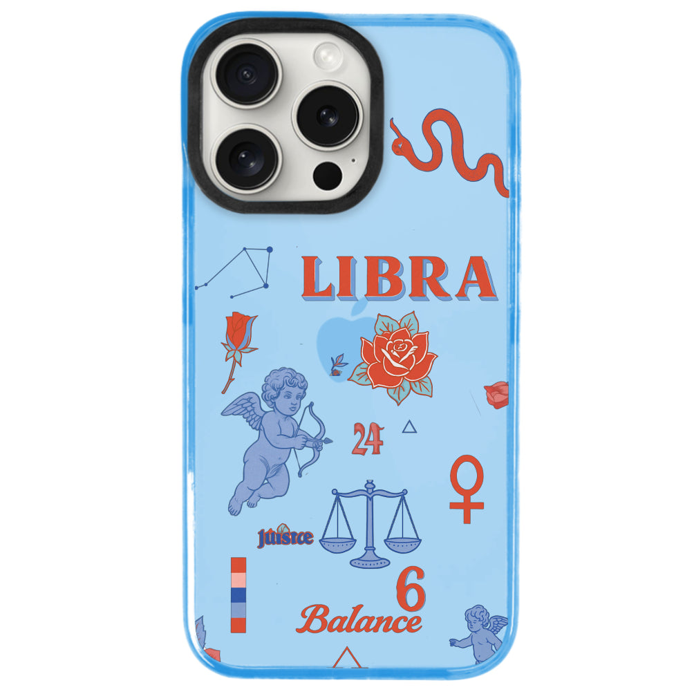 iPhone 14 Pro Terazi Burcu The Emperor Telefon Kılıfı - Azure