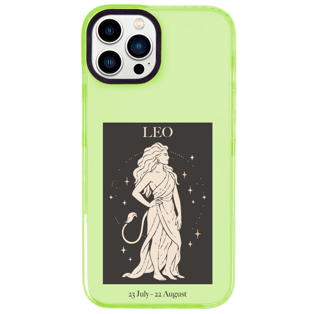 iPhone 14 Pro Max Aslan Burcu History of Zodiac Telefon Kılıfı - Yeşil