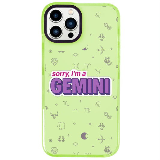 iPhone 14 Pro Max İkizler Burcu Sorry Zodiac Telefon Kılıfı - Yeşil