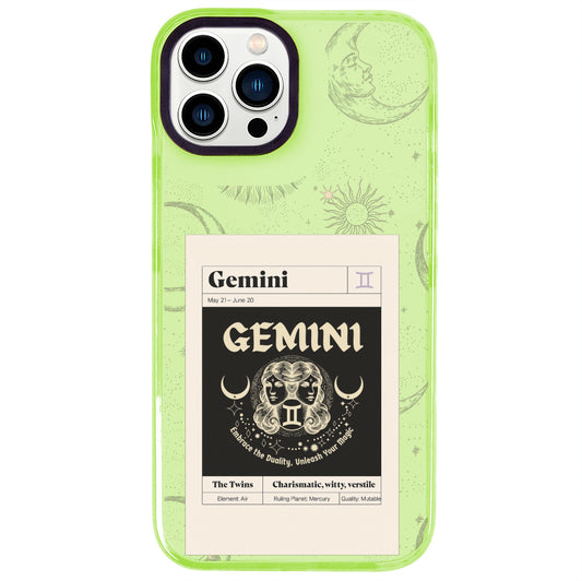 iPhone 14 Pro Max İkizler Burcu Sticker Mode Telefon Kılıfı - Yeşil