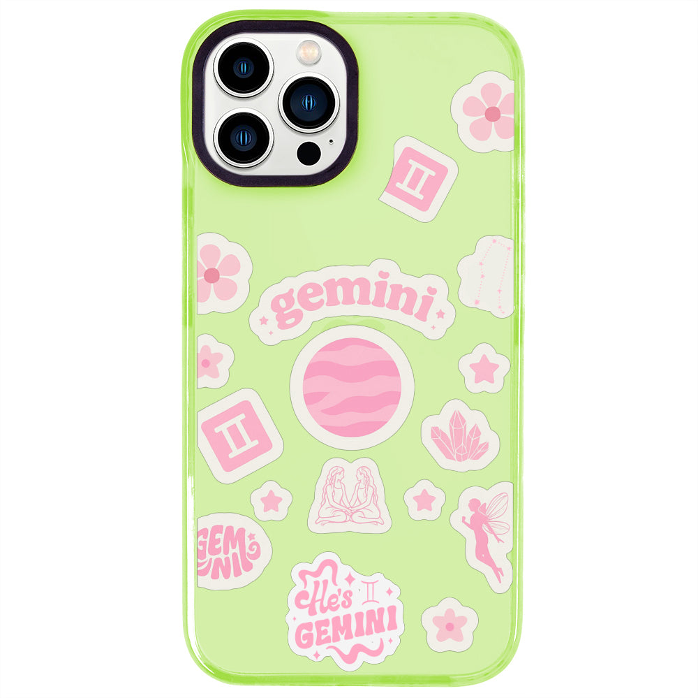 iPhone 14 Pro Max İkizler Burcu Sweet Rules Telefon Kılıfı - Yeşil