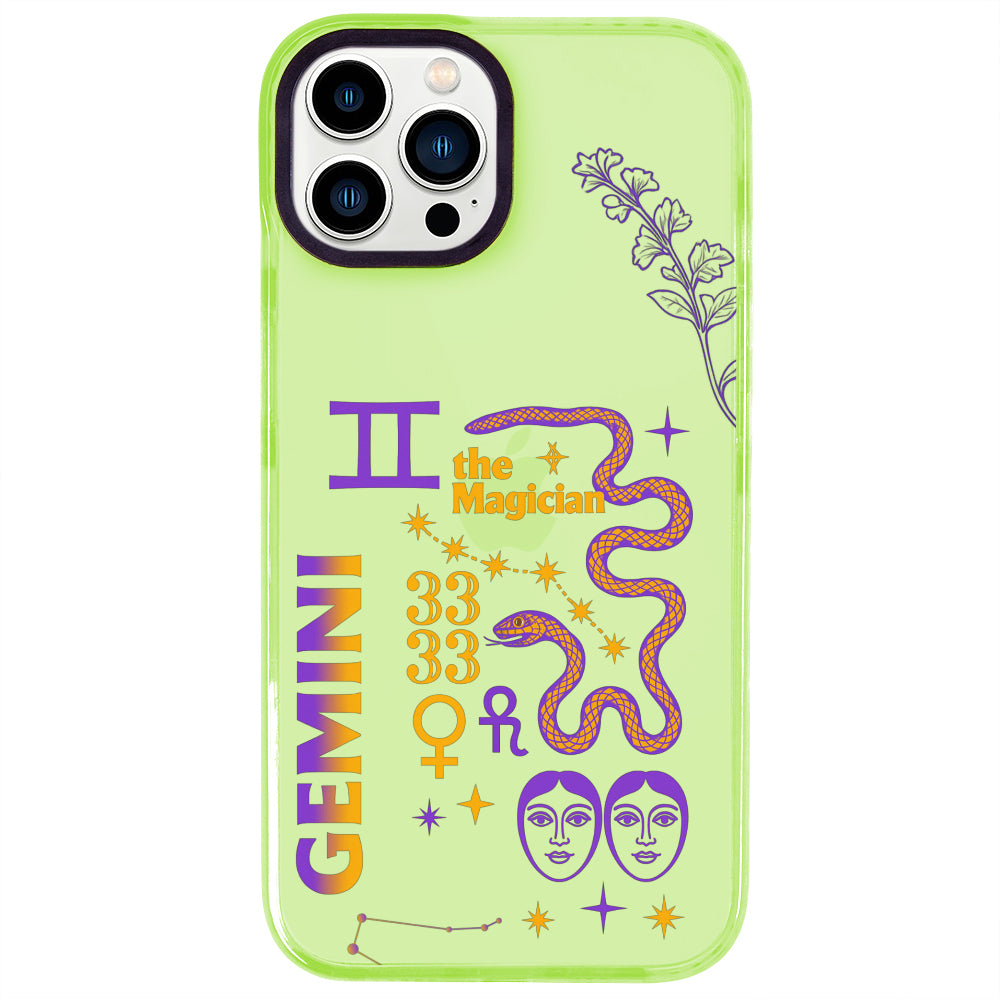 iPhone 14 Pro Max İkizler Burcu The Emperor Telefon Kılıfı - Yeşil