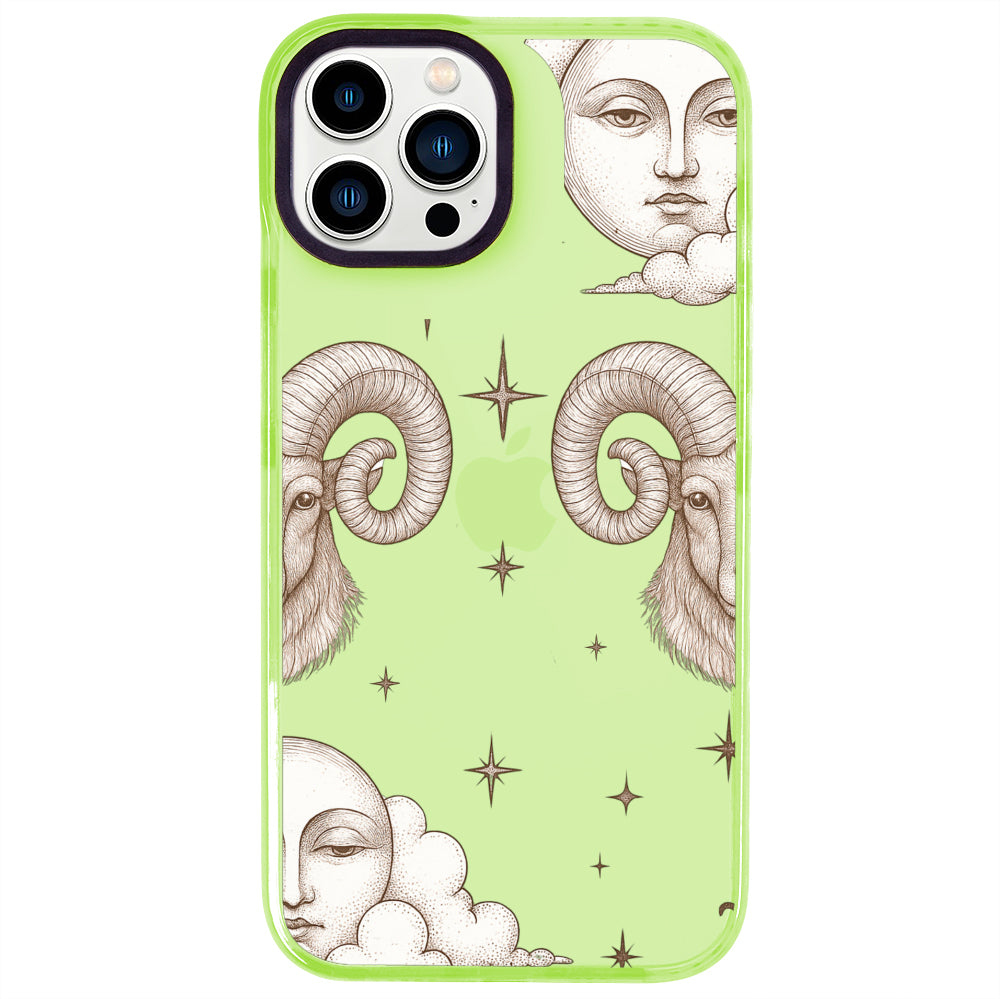 iPhone 14 Pro Max Koç Burcu Soft Stars Telefon Kılıfı - Yeşil