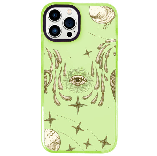 iPhone 14 Pro Max Kova Burcu Soft Stars Telefon Kılıfı - Yeşil
