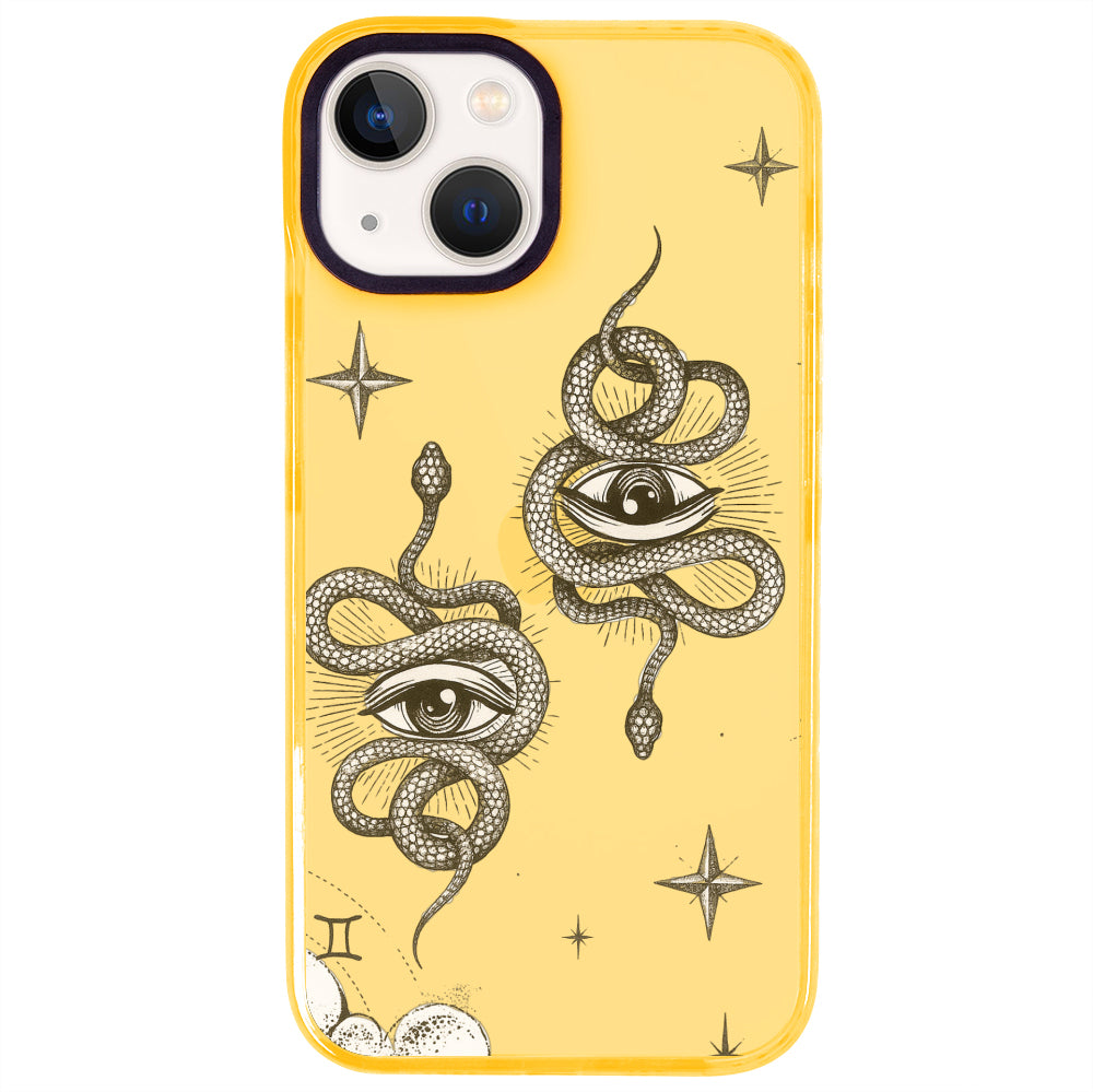 iPhone 15 İkizler Burcu Soft Stars Telefon Kılıfı - Mango