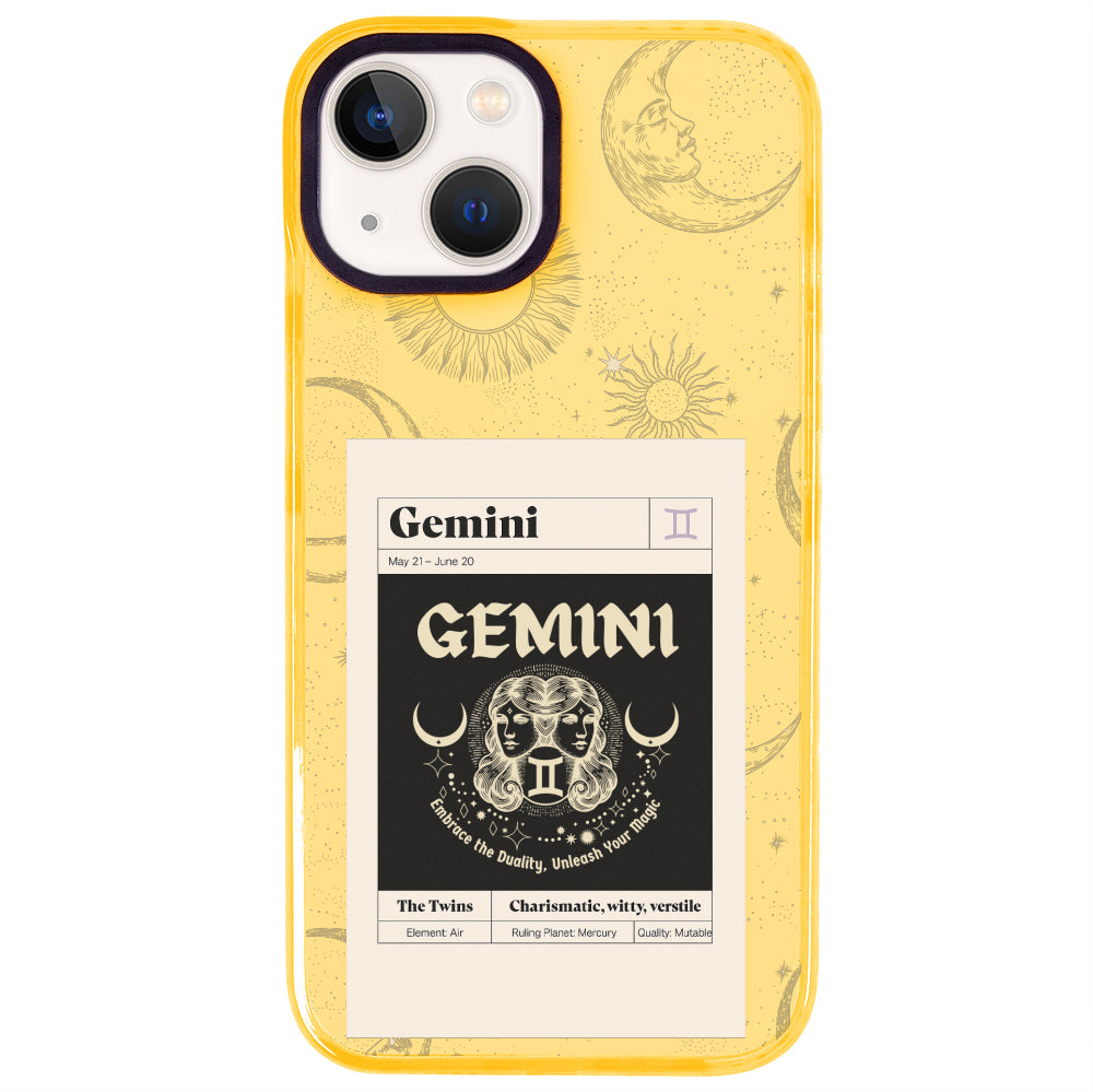 iPhone 15 İkizler Burcu Sticker Mode Telefon Kılıfı - Mango