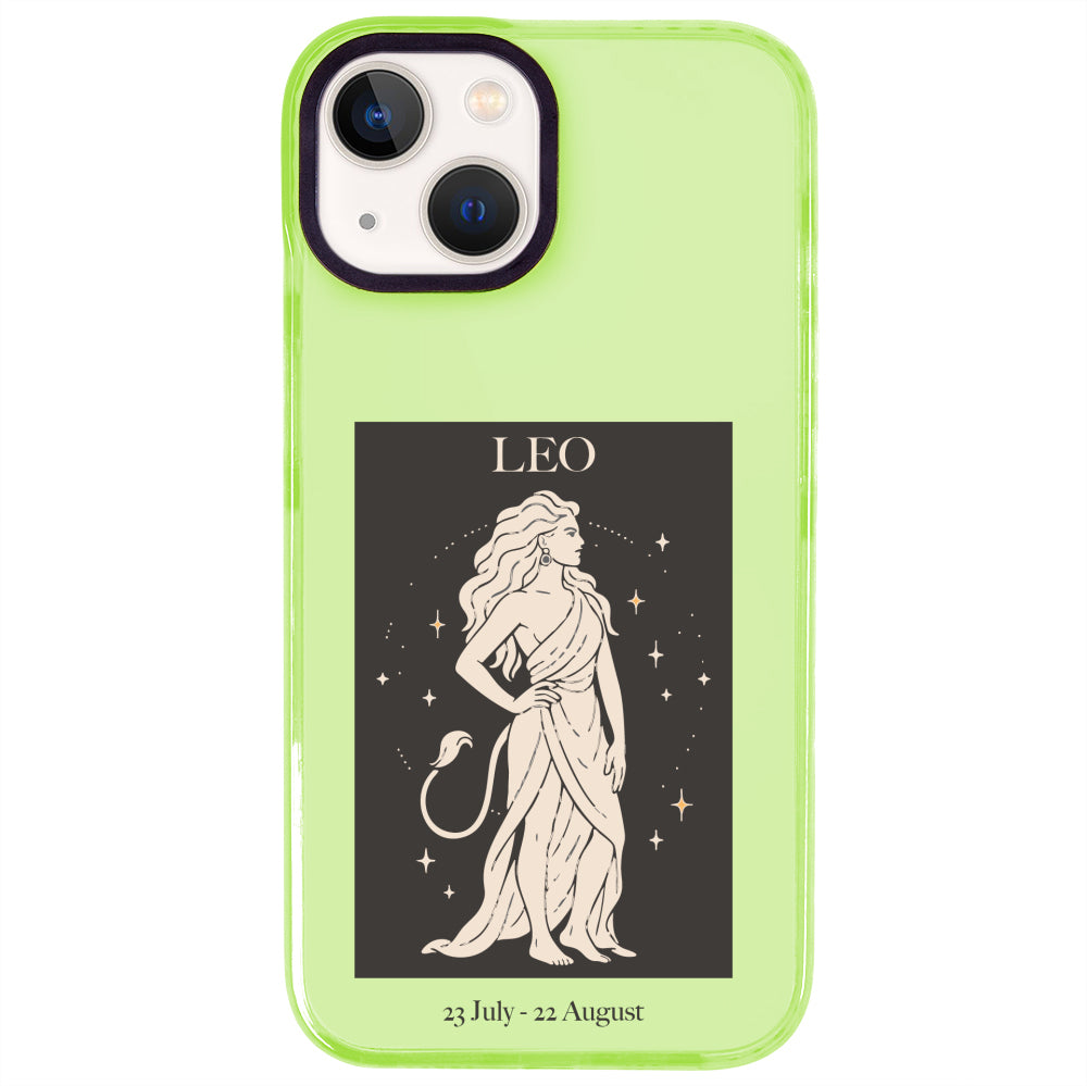 iPhone 15 Aslan Burcu History of Zodiac Telefon Kılıfı - Yeşil