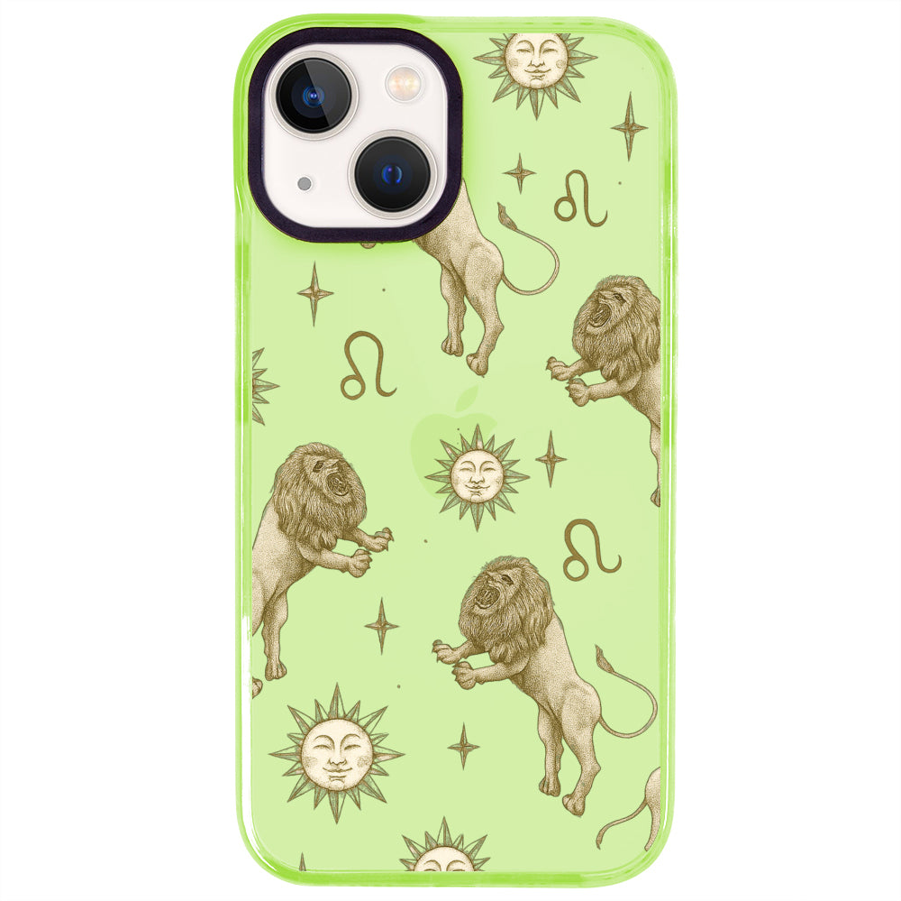 iPhone 15 Aslan Burcu Soft Stars Telefon Kılıfı - Yeşil