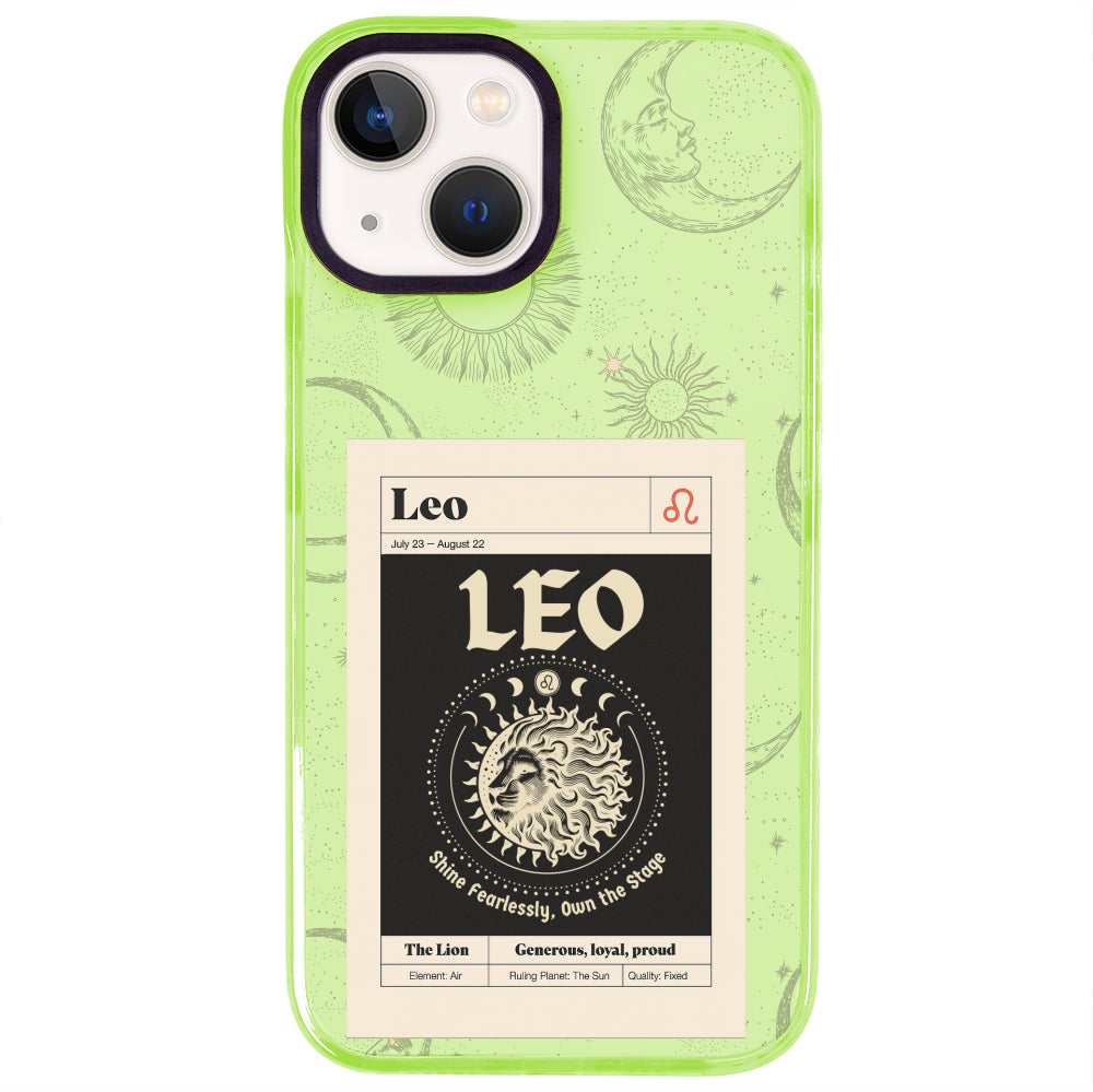 iPhone 15 Aslan Burcu Sticker Mode Telefon Kılıfı - Yeşil