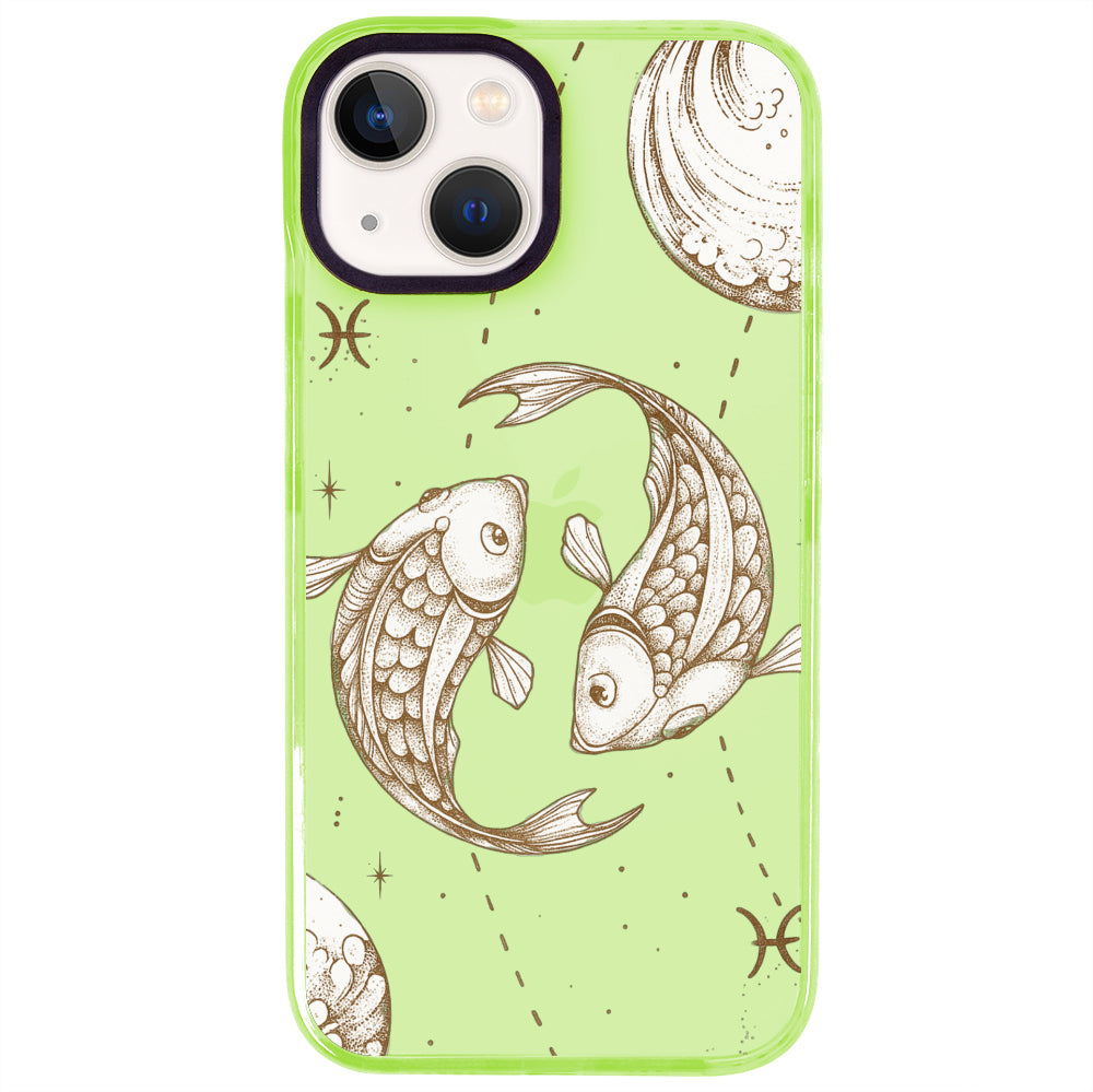 iPhone 15 Balık Burcu Soft Stars Telefon Kılıfı - Yeşil