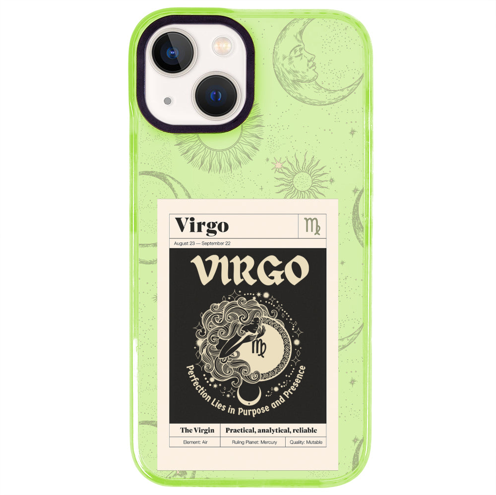 iPhone 15 Başak Burcu Sticker Mode Telefon Kılıfı - Yeşil