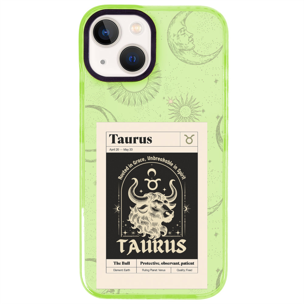 iPhone 15 Boğa Burcu Sticker Mode Telefon Kılıfı - Yeşil