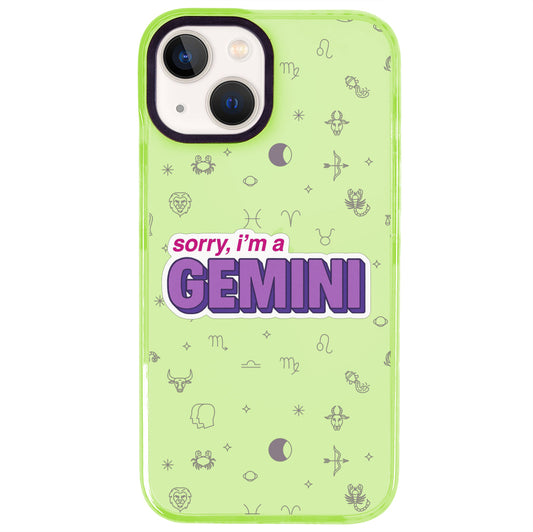 iPhone 15 İkizler Burcu Sorry Zodiac Telefon Kılıfı - Yeşil