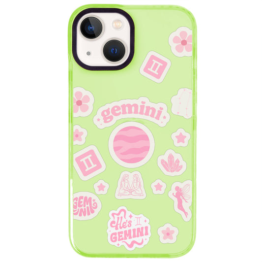 iPhone 15 İkizler Burcu Sweet Rules Telefon Kılıfı - Yeşil