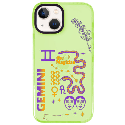 iPhone 15 İkizler Burcu The Emperor Telefon Kılıfı - Yeşil
