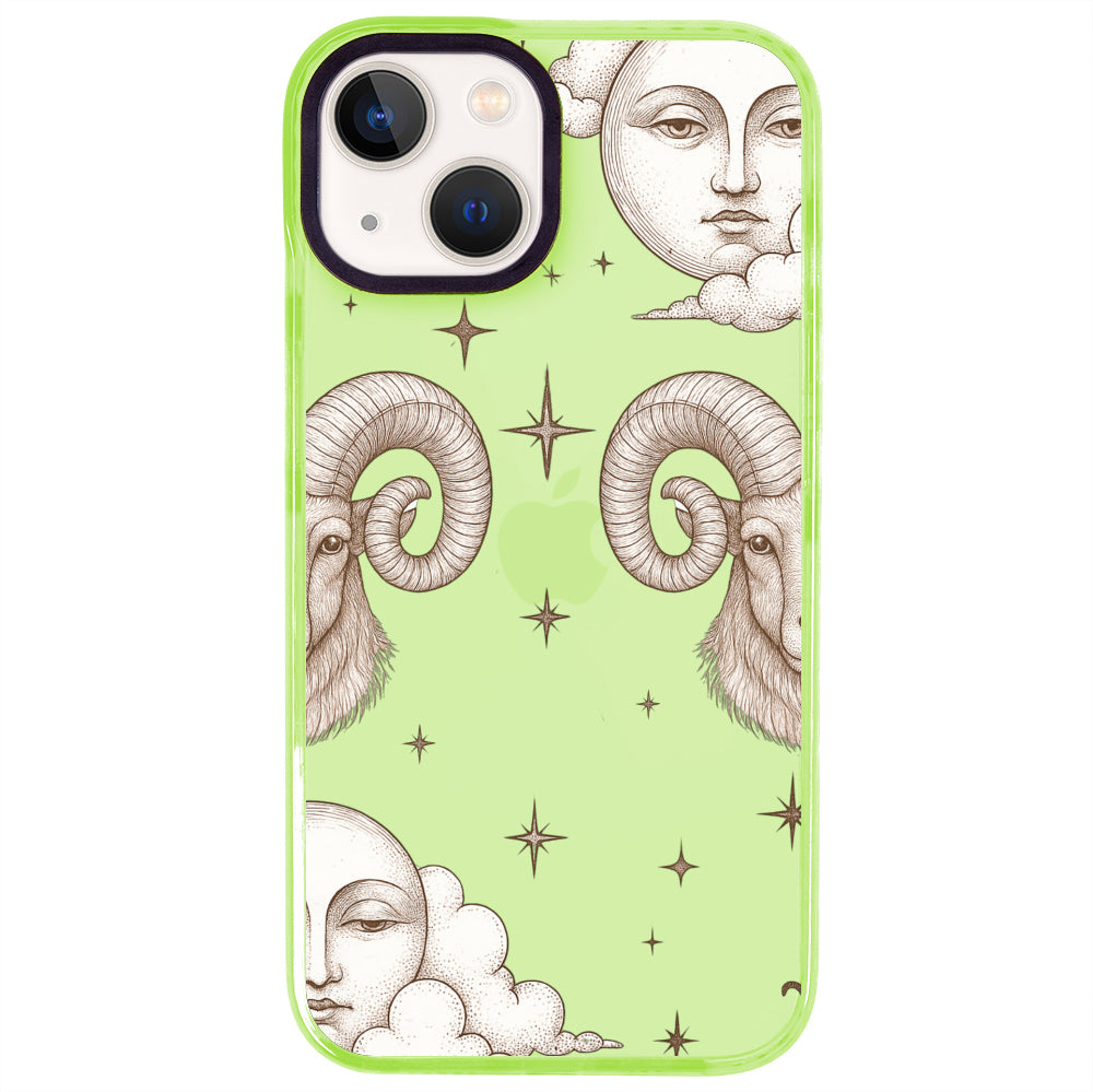 iPhone 15 Koç Burcu Soft Stars Telefon Kılıfı - Yeşil