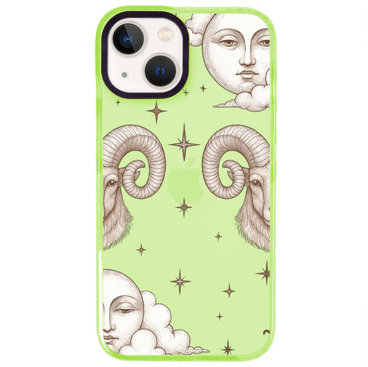 iPhone 15 Koç Burcu Soft Stars Telefon Kılıfı - Yeşil